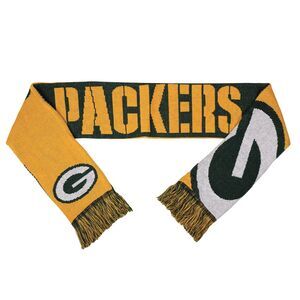 Green Bay Packers NFL Reversible Split Logo Knit Winter Scarf
